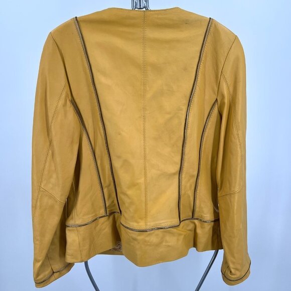 Vintage Bradley Bayou Butter Yellow Leather Jacket with Zipper accents Size S - Picture 5 of 14